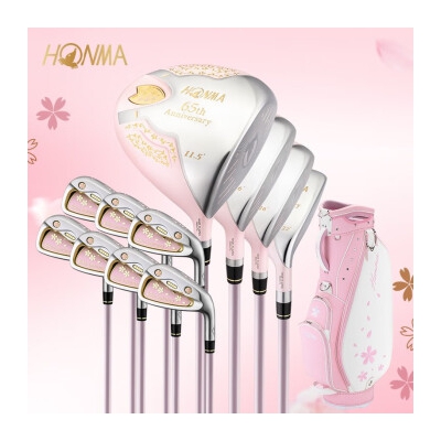 HONMA樱之舞三星级女士高尔夫球杆高尔夫套杆65周年限定4木7铁推杆球包 碳素 L 女士 三星级 4木7铁