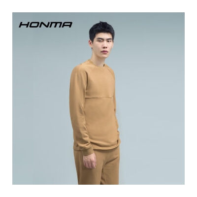 HONMA【都市机能】HONMA高尔夫服饰卫衣男长袖T恤圆领运动卫衣秋冬 沙色 L