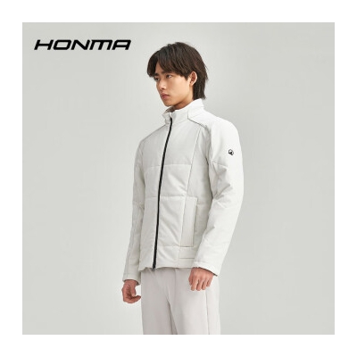 HONMA【都市机能】服饰男士棉服时尚拼接运动立领高尔夫外套 浅灰 L