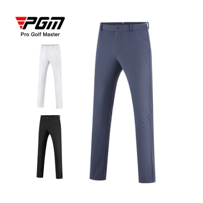 PGM 高尔夫裤子秋冬男装服装加绒加厚长裤运动休闲防水球裤 KUZ137-灰蓝色【加绒】 L